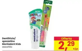 Interspar Dentifricio/ spazzolino Mentadent Kids assortito offerta