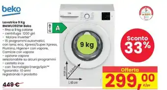 Interspar beko Lavatrice 9 kg BMWU3921W offerta