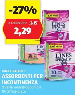 ALDI LINES SPECIALIST Assorbenti per incontinenza offerta