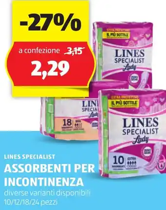 ALDI LINES SPECIALIST Assorbenti per incontinenza offerta