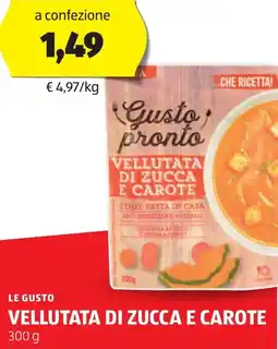 ALDI LE GUSTO Vellutata di zucca e carote offerta