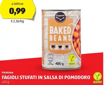 ALDI PRIMANA Fagioli stufati in salsa di pomodoro offerta