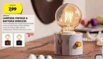 ALDI CASALUX Lampada vintage a batteria wireless offerta