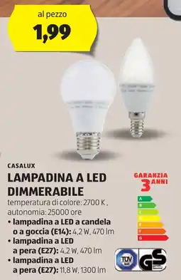 ALDI CASALUX Lampadina a led dimmerabile offerta