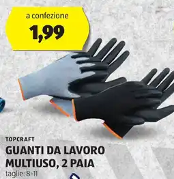 ALDI TOPCRAFT Guanti da lavoro garanzia multiuso, 2 paia offerta