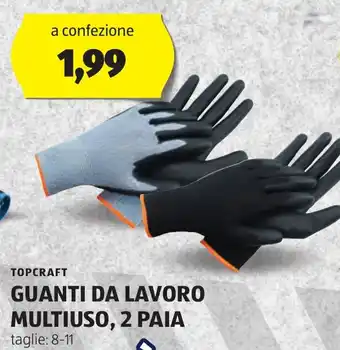 ALDI TOPCRAFT Guanti da lavoro garanzia multiuso, 2 paia offerta