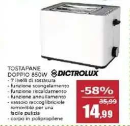 Happy Casa Dictrolux tostapane doppio 850w offerta