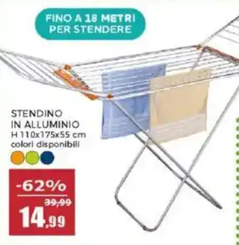 Happy Casa STENDINO IN ALLUMINIO H 110x175x55 cm offerta