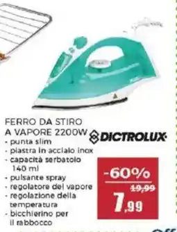 Happy Casa Dictrolux ferro da stiro a vapore 2200w offerta