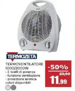 Happy Casa TERMOZETA TERMOVENTILATORE 1000/2000W offerta