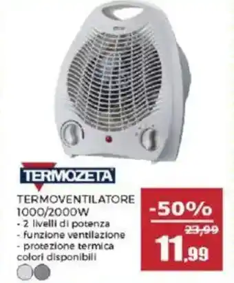 Happy Casa TERMOZETA TERMOVENTILATORE 1000/2000W offerta