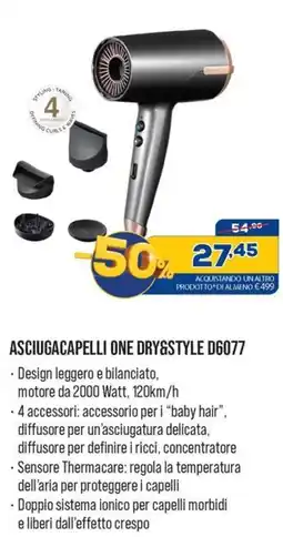 Euronics ASCIUGACAPELLI ONE DRY&STYLE D6077 offerta