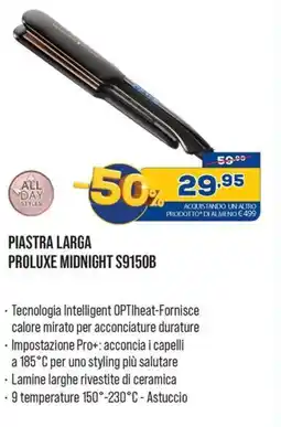 Euronics PIASTRA LARGA PROLUXE MIDNIGHT S9150B offerta