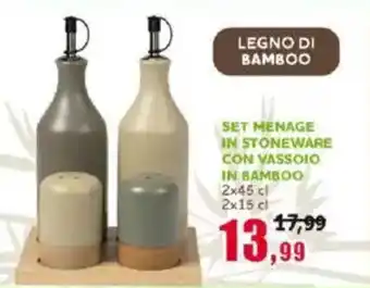 Happy Casa Set menage in stoneware con vassoio in bamboo offerta