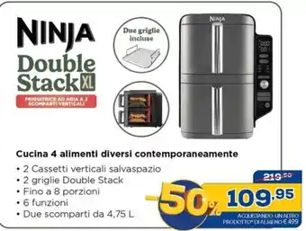 Euronics NINJA Double Stack XL Cucina 4 alimenti diversi contemporaneamente offerta