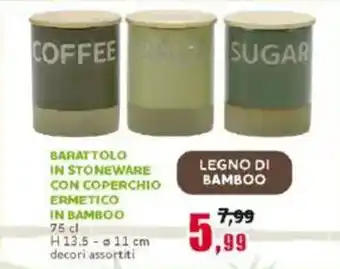 Happy Casa Barattolo in stoneware con coperchio ermetico in bamboo offerta