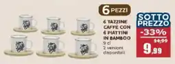 Happy Casa 6 tazzine caffè con 6 piattini in bamboo offerta