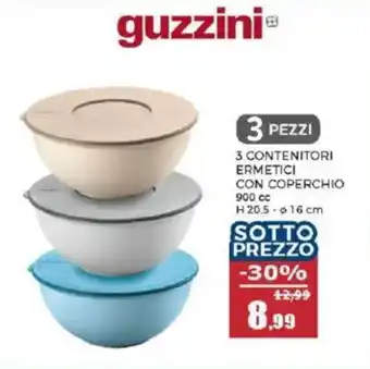 Happy Casa Guzzini 3 contenitori ermetici con coperchio offerta