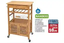 Happy Casa Carrello in legno di bamboo con ruote offerta