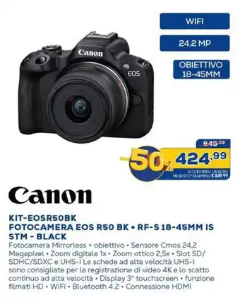 Euronics Canon KIT-EOSR50BK RF S 18 - 45 MM IS STM - BLACK offerta