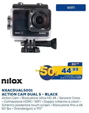 Euronics nilox NXACDUALSO01 ACTION CAM DUAL S - BLACK offerta