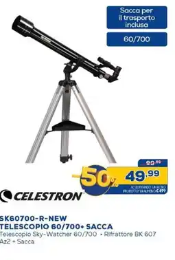 Euronics CELESTRON SK60700-R-NEW TELESCOPIO 60/700+ SACCA offerta