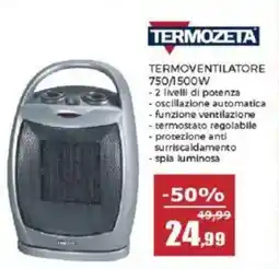 Happy Casa Termozeta termoventilatore 750/1500w offerta