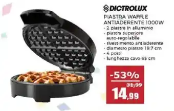 Happy Casa Dictrolux piastra waffle antiaderente 1000w offerta