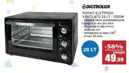 Happy Casa Dictrolux forno elettrico ventilato -1500w offerta