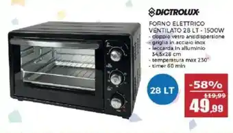 Happy Casa Dictrolux forno elettrico ventilato -1500w offerta