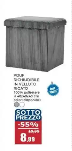 Happy Casa Pouf richiudibile in velluto rigato offerta