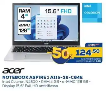 Euronics acer NOTEBOOK ASPIRE 1 A115-32-C64E offerta