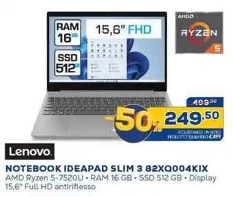 Euronics NOTEBOOK IDEAPAD SLIM 3 82XQ004KIX offerta