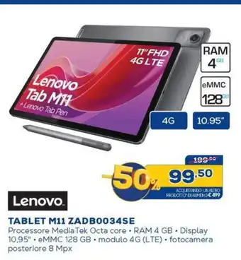 Euronics Lenovo TABLET M11 ZADB0034SE offerta