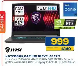 Euronics msi NOTEBOOK GAMING B13VE-20271T offerta