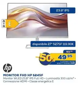 Euronics hp MONITOR FHD HP 524SF offerta