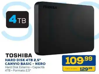 Euronics TOSHIBA HARD DISK 4TB 2,5" CANVIO BASIC - NERO offerta