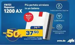 Euronics FRITZ! Repeater 1200 AX Più portata wireless in un baleno offerta