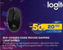 Euronics logitech (1 910-005283 G305 MOUSE GAMING LIGHTSPEED offerta