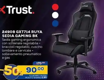 Euronics GXTrust 24908 GXT714 RUYA SEDIA GAMING BK offerta