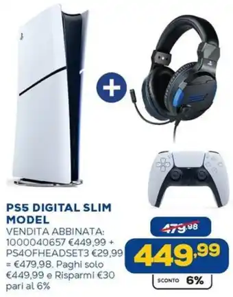 Euronics PS5 digital slim model offerta