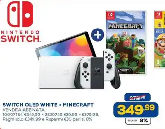 Euronics SWITCH OLED white + minecraft offerta