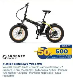 Euronics ARGENTO E-MOBILITY E-bike minimax yellow offerta