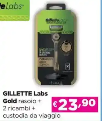 Acqua & Sapone GILLETTE Labs Gold rasoio + 2 ricambi + custodia da viaggio offerta