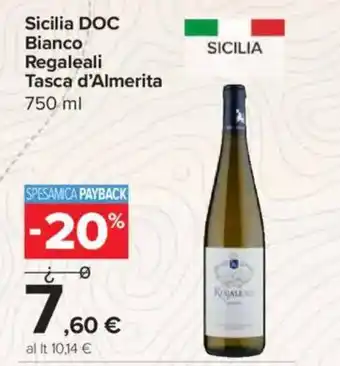 Carrefour Express Sicilia DOC Bianco Regaleali Tasca d'Almerita offerta