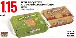 Eurospin Fette biscottate ai cereali es al malto d'orzo TRE MULINI offerta