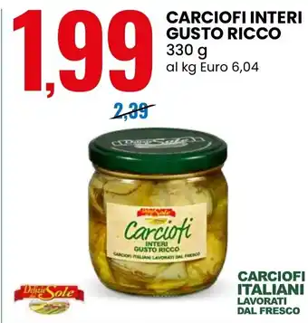 Eurospin Carciofi interi gusto ricco Delizie Sole offerta