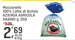 Supermercati Dok Mozzarella 100% latte di bufala azienda agricola SABINO offerta