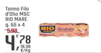 Supermercati Dok Tonno filo d'olio msc RIO MARE offerta