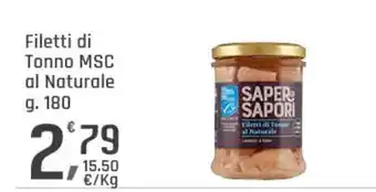 Supermercati Dok Filetti di tonno msc al naturale SAPER DI SAPORI offerta